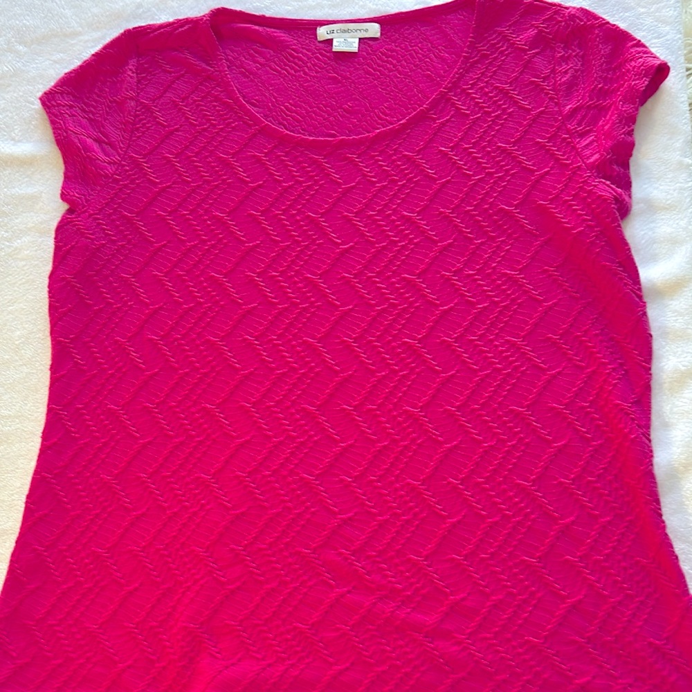 LIZ CLAIBORNE PINK round neck cap sleeve shirt SXL